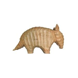 Handmade Wooden Carved Armadillo Figurine Statue Home Decor Western Texas Brown